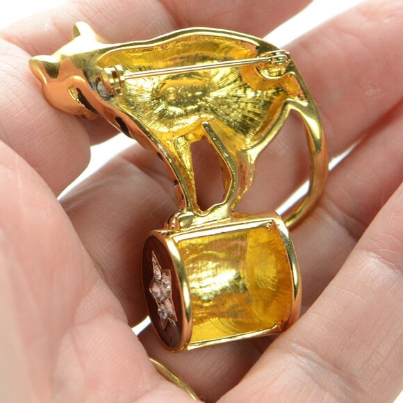 Vintage Kenneth Jay Lane KJL Enamel & Crystal Circus Tiger Pin Brooch - Picture 7 of 8